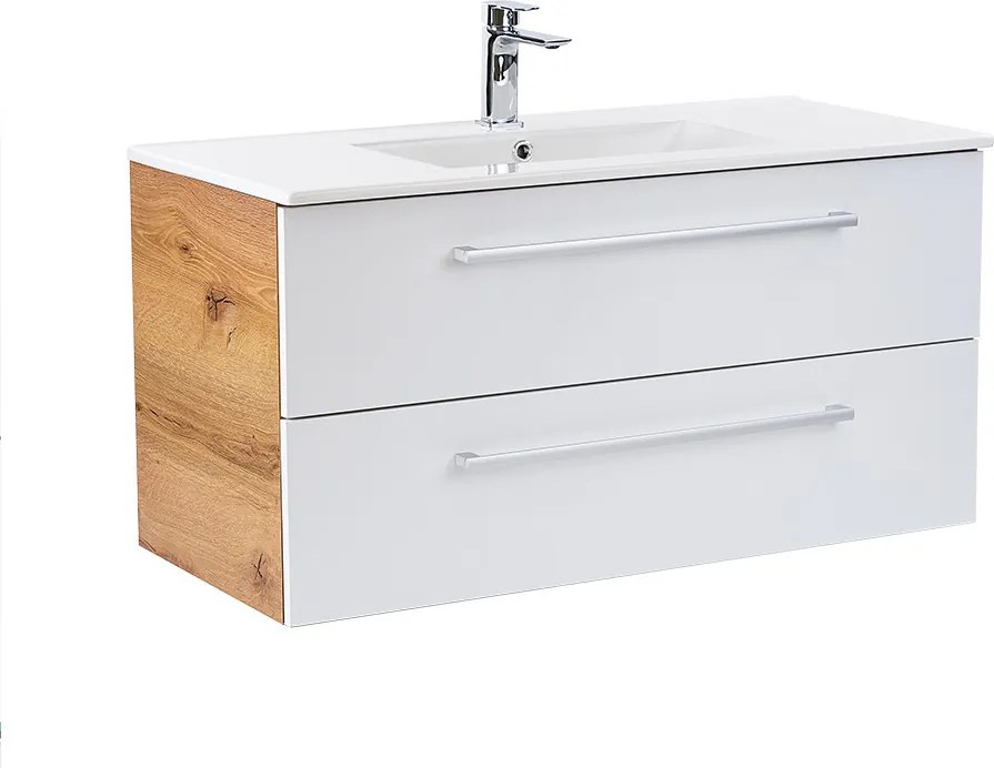 Vario Clam 100 alsó szekrény mosdóval tölgy-fehér