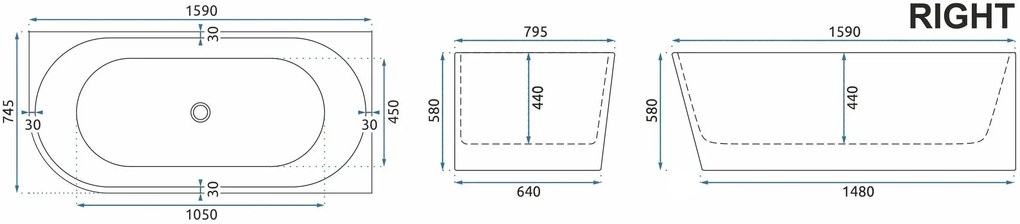 Fürdőkád SYDNEY BELLANTO RIGHT 160cm