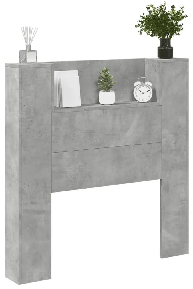 betonszürke áthidalószekrény LED-világítással 100x16,5x103,5 cm