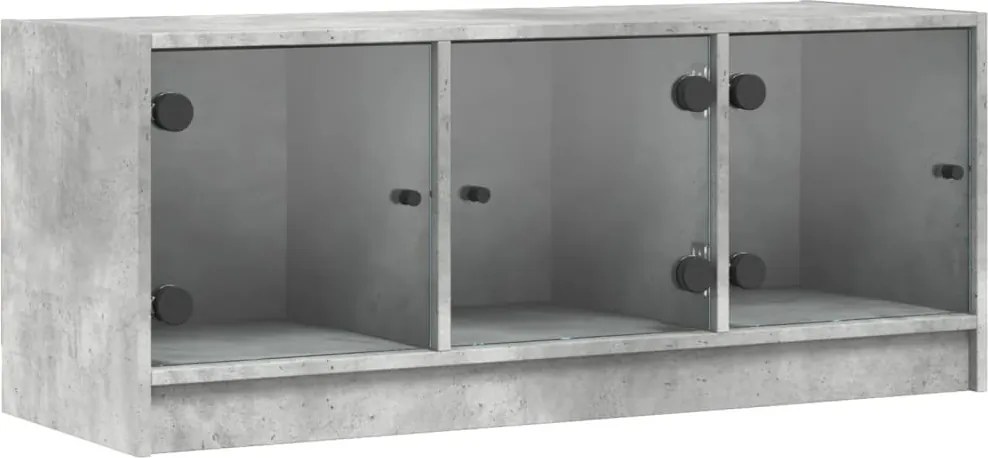 vidaXL betonszürke TV-szekrény üvegajtókkal 102 x 37 x 42 cm