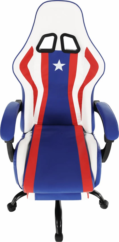 Irodai/gamer szék, kék/piros/fehér, CAPTAIN NEW