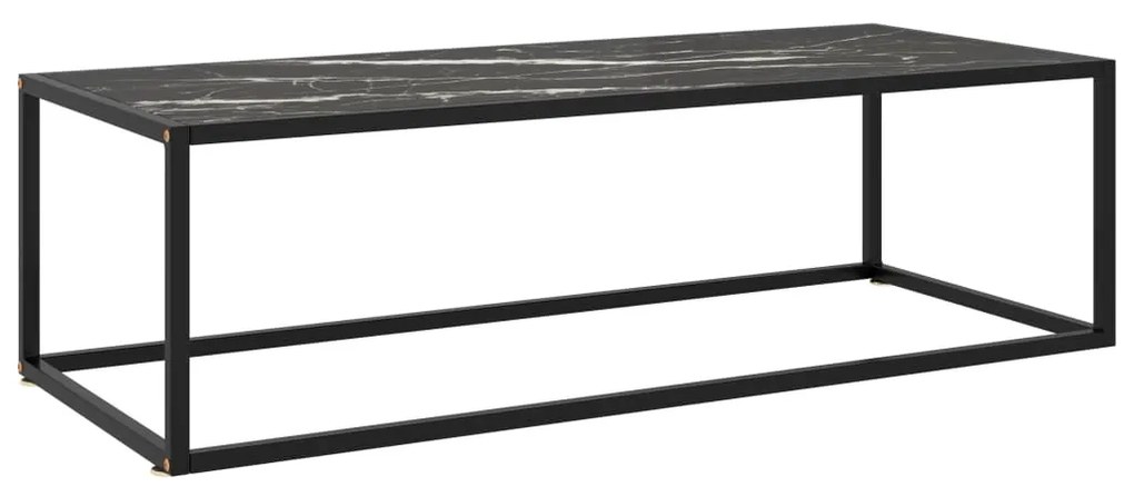 Fekete dohányzóasztal fekete márvány mintás üveggel 120x50x35cm