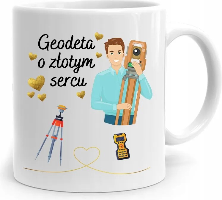 Ajándék Bögre Arany Szívű Földmérőnek, fényképes nyomattal