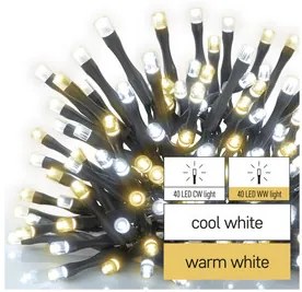 LED karácsonyi fényfüzér, 8 m, kültéri és beltéri, meleg/hideg fehér, időzítő