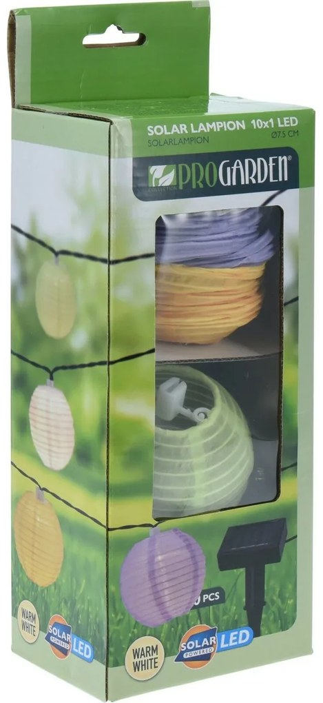 ProGarden napelemes lánc színes LED lámpákkal, 3 m, meleg fehér
