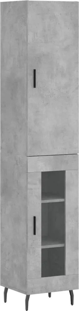 vidaXL betonszürke szerelt fa magasszekrény 34,5x34x180 cm