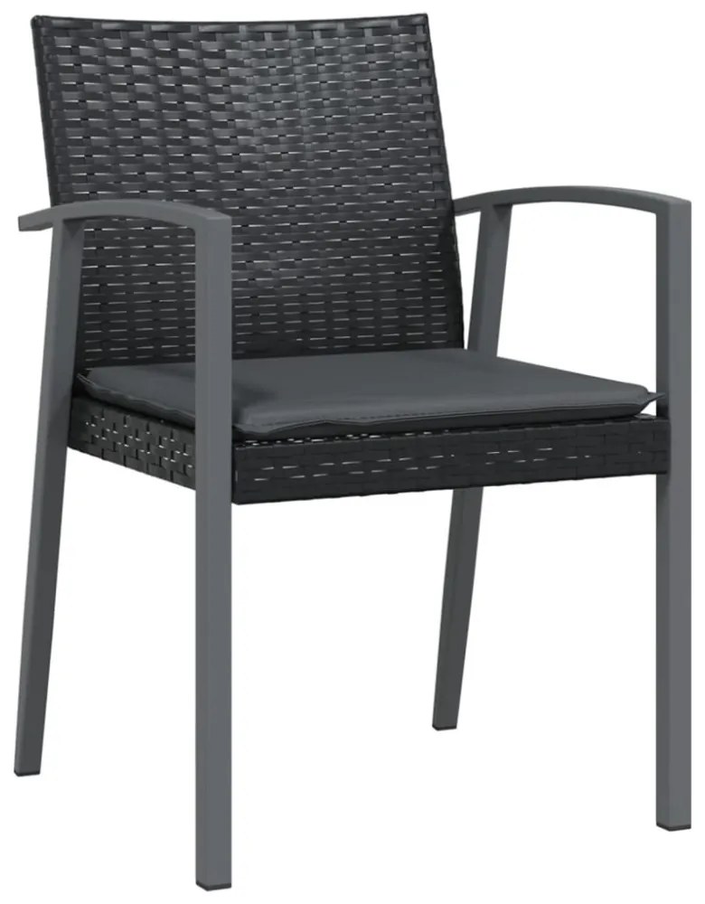 6 db fekete polyrattan kerti szék párnával 56,5x57x83 cm