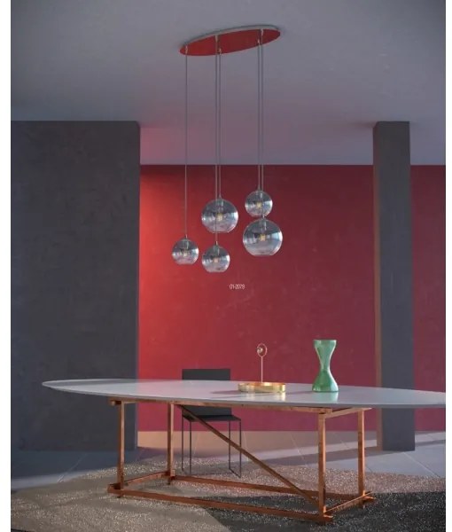 Redo 01-2079 - Csillár zsinóron BOWL 5xE27/42W/230V füstös