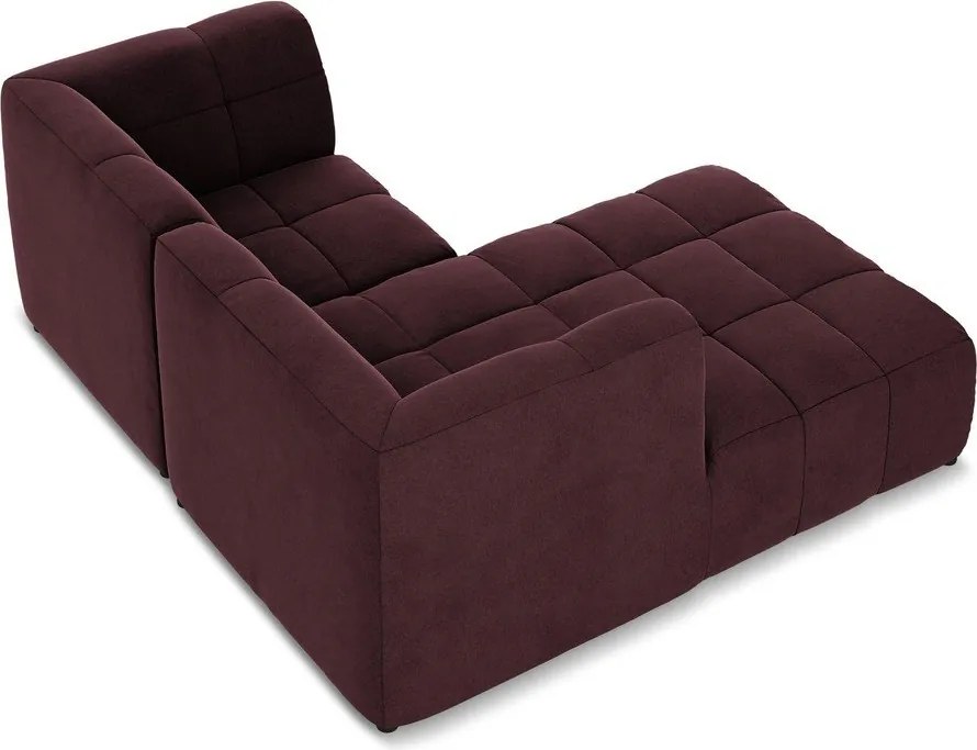 Borvörös bársony sarokkanapé (bal oldali-heverő résszel) Aloha – Makamii