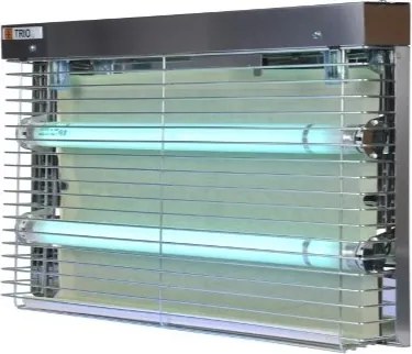 Trio rovarriasztó lámpa 2 db 15W-os fénycsővel 80m2-ig hatótávolság rozsdamentes