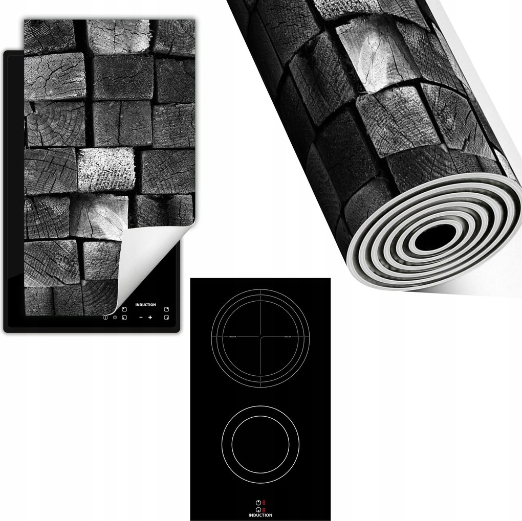 Indukciós Védőszőnyeg Konyhapult 30x52 szürke fa