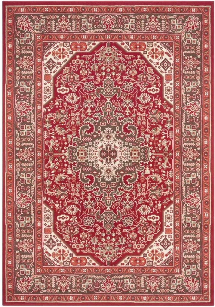 Klasszikus,hagyományos piros krémszínű nappali szőnyeg 200x290cm