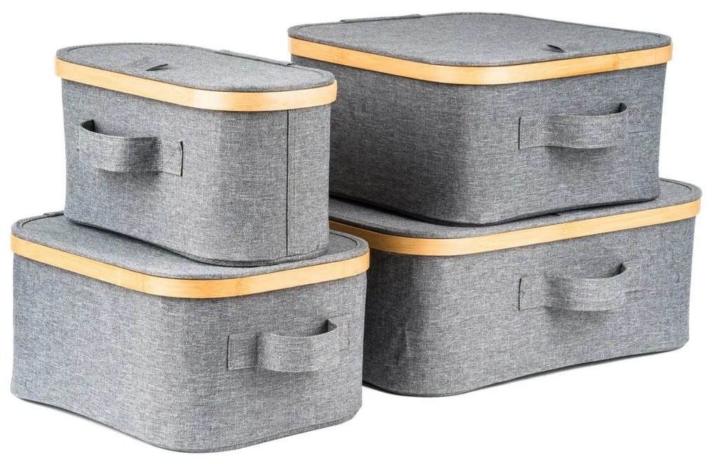 G21 tárolódoboz 24 x 30 x 15 cm, bambusz, fedéllel, szürke