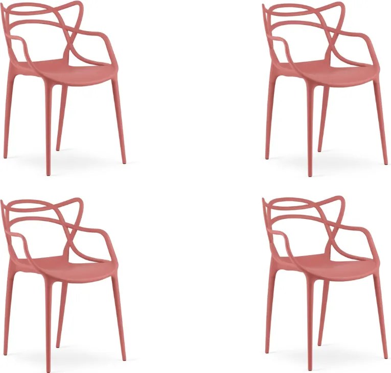 4 db műanyag KATO szék szett, korall színben
