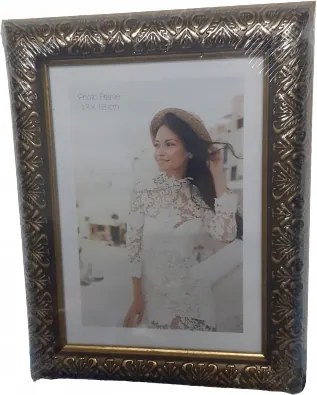 Álló képkeret 13 x 18 cm Barokk Díszítéssel Barna Arany