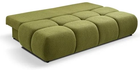 NUORO zöld, kihúzható háromszemélyes kanapé tárolórésszel