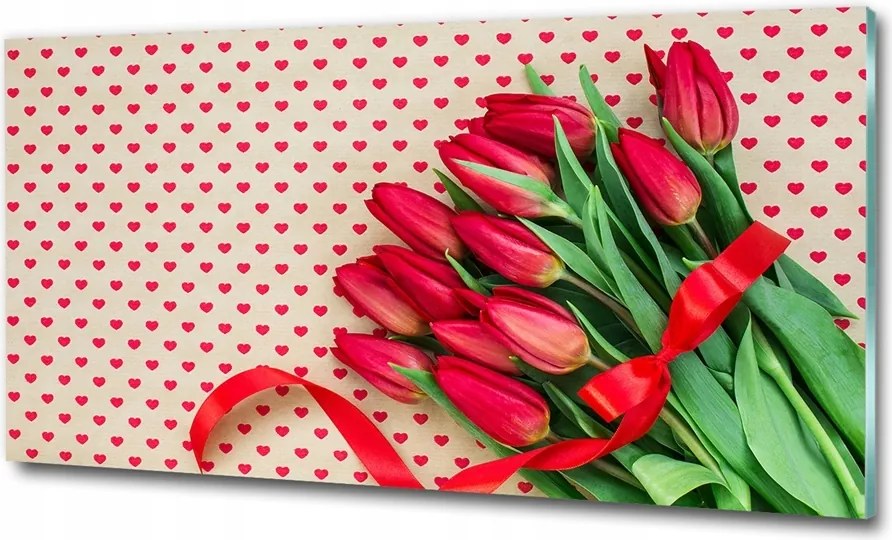 Fotó üvegkép Tulipán szívek 100x70