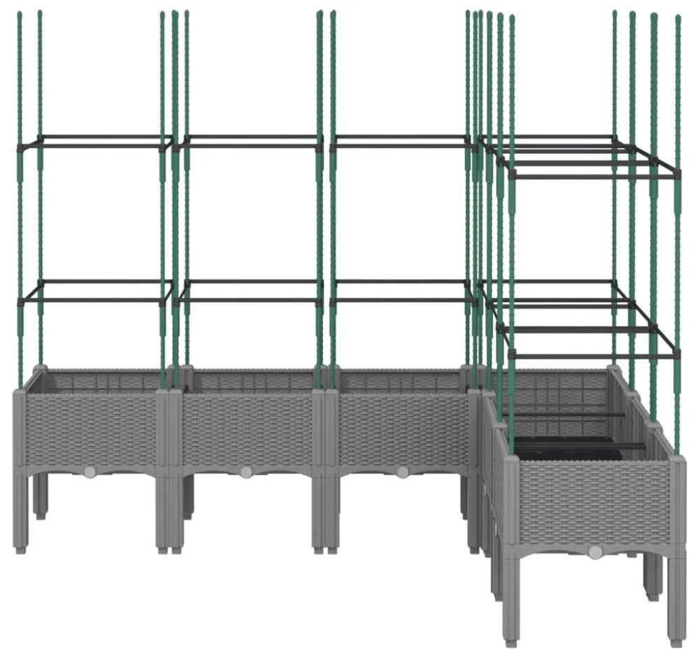 világosszürke PP rácsos kerti ültetőláda 160 x 120 x 142,5 cm