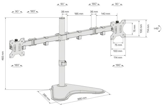 CONNECT IT CMF-3204-BK - Univerzális tartó 2 monitorhoz 13-32” fekete