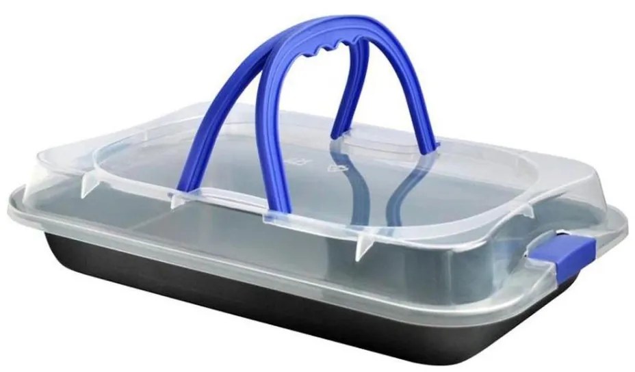 TORO sütőedény fedővel 42x3,8x29 cm fekete/kék