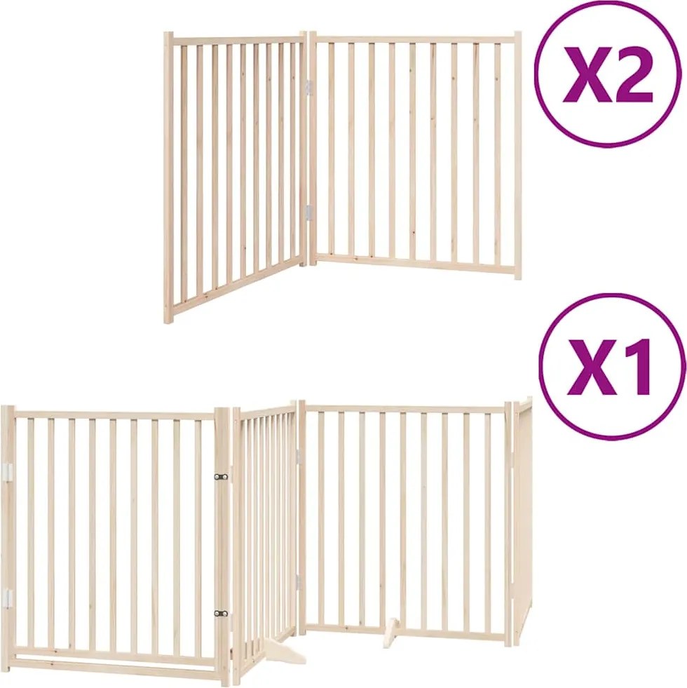 vidaXL nyárfa 8 paneles összecsukható kutyakapu ajtóval 640 cm