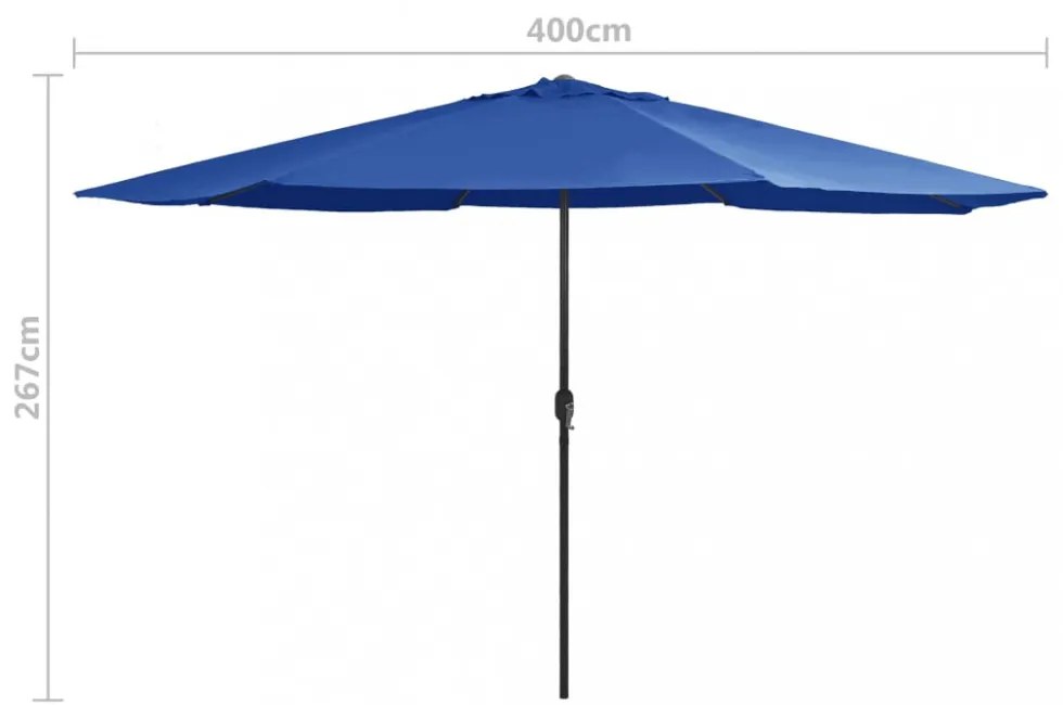 azúrkék kültéri napernyő fémrúddal 390 cm