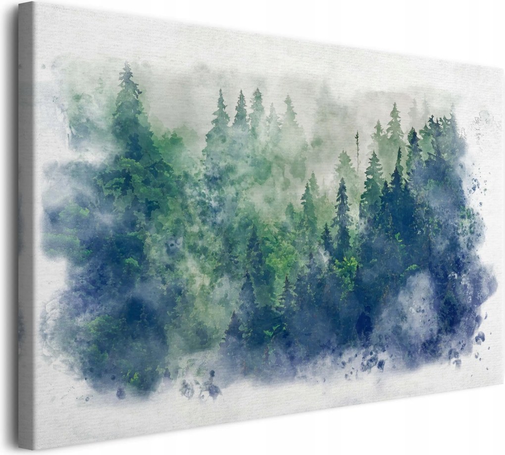 Fali dekoráció Vászonkép a nappaliba Akvarell erdő a ködben 80x120
