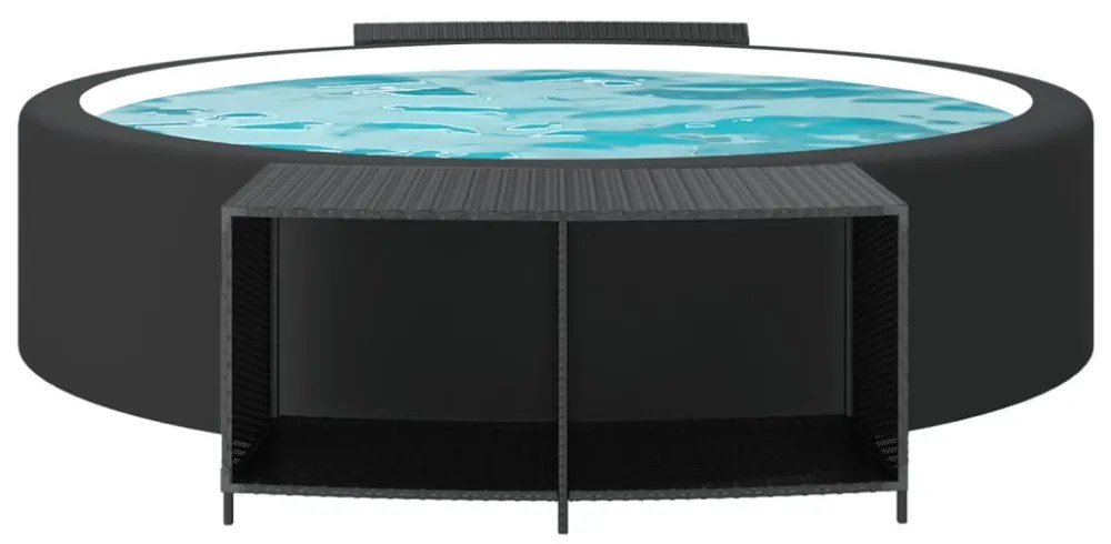 2 db fekete polyrattan tárolópolc