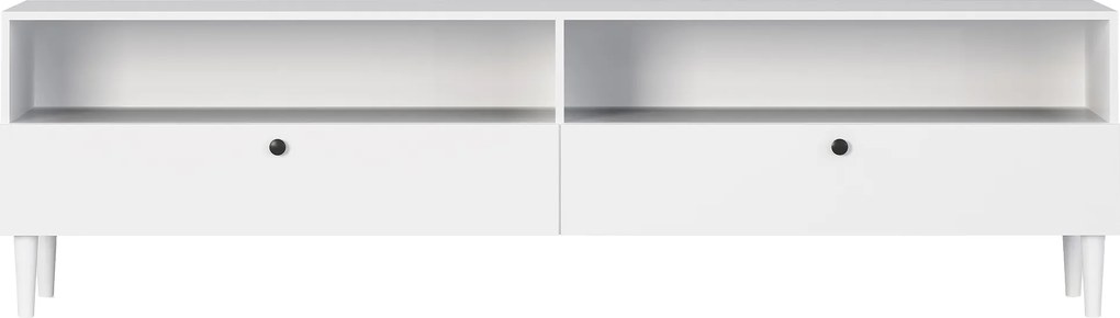 TV állvány polccal és szekrényekkel DULLUM 200x58cm, fehér