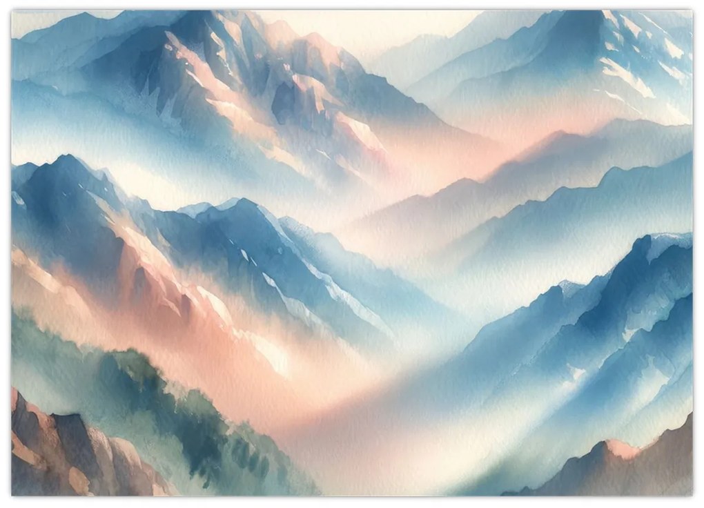 Kép - Akvarell hegyek (70x50 cm)