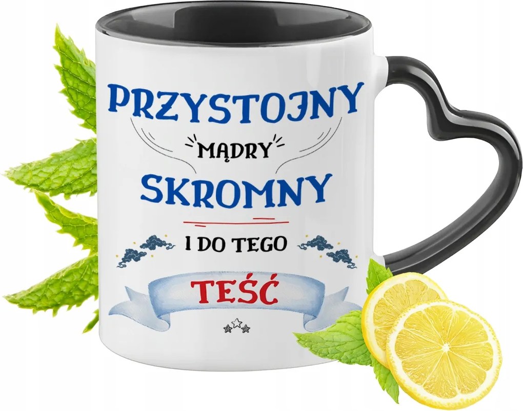 Apósnak Fekete Bögre Szív Alakú Füllel Ajándék Nyomtatott