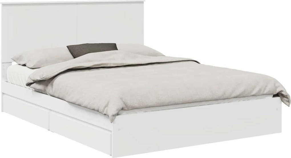 vidaXL Tárolós Ágy fejtámlával fiókkal Fehér 150 x 200 cm Faanyag