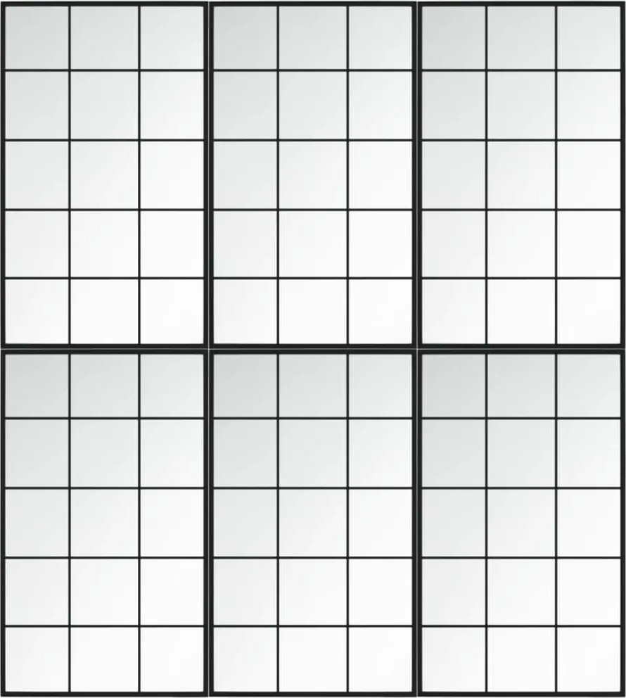 vidaXL 6 db fekete fém fali tükör 100x60 cm