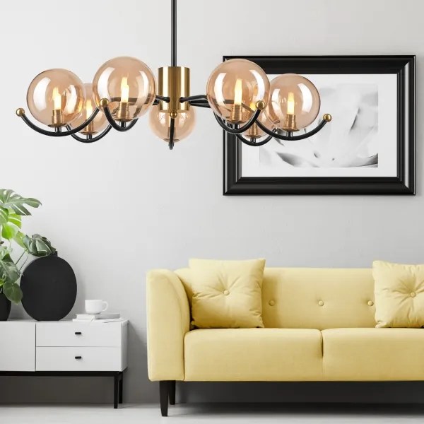 Csillá rrúdon GEORGIA 7xE14/5W/230V arany/füstös bézs