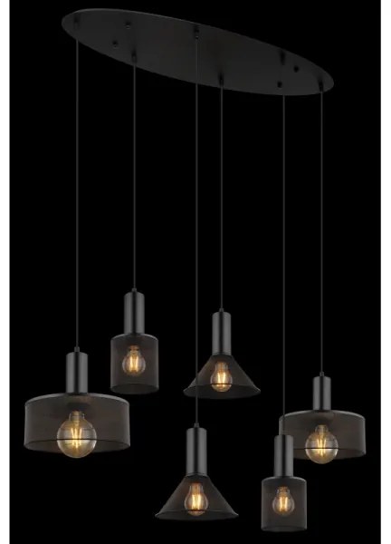 Globo 15648-6H - JEDD kábellel függesztett csillár 6xE27/60W/230V fekete