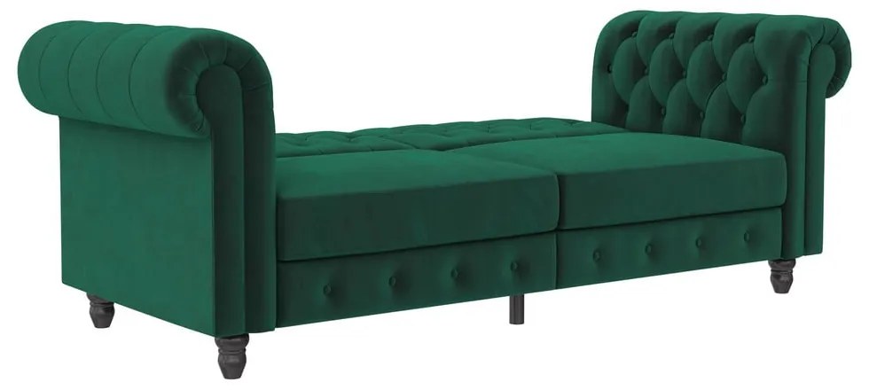 Sötétzöld bársony kinyitható kanapé 236 cm Felix – Støraa