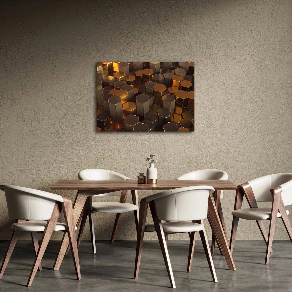 Kép - bronz hatszögek (70x50 cm)