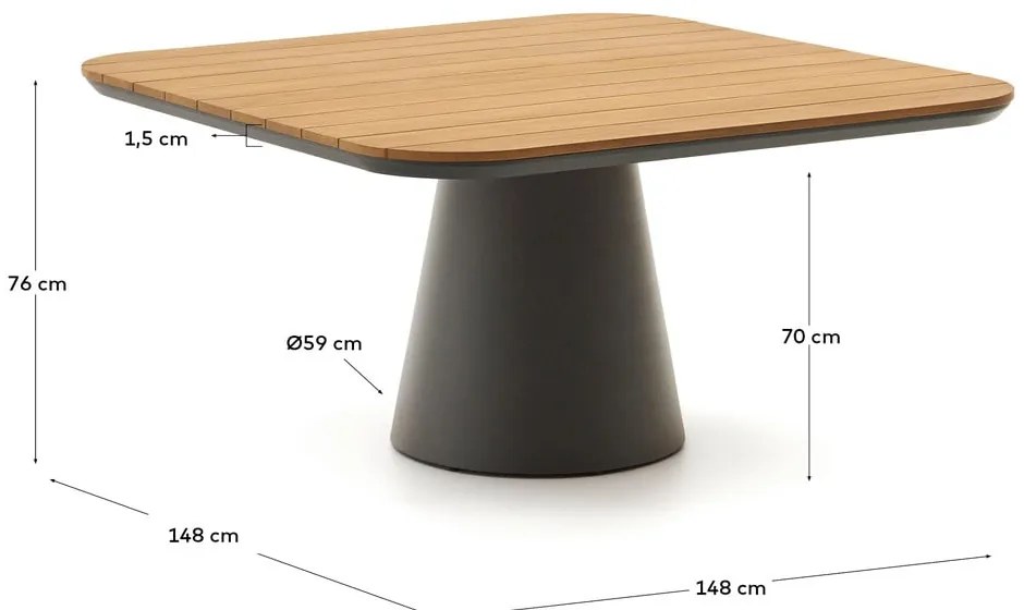 Kerti étkezőasztal 148x148 cm Tudons – Kave Home