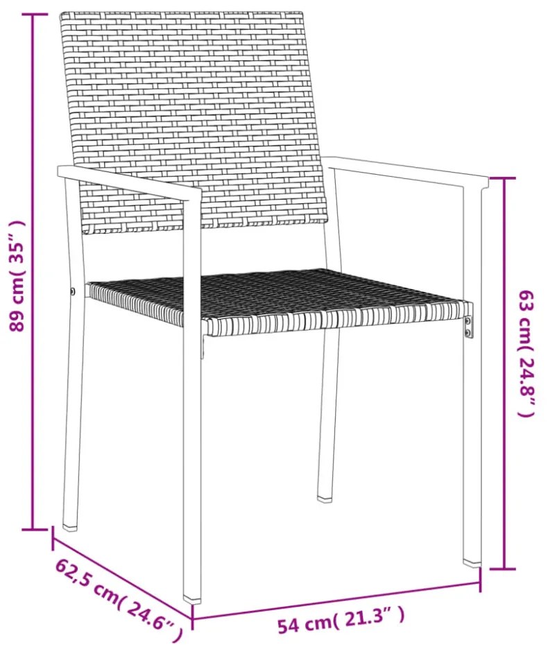 2 db fekete polyrattan kerti szék 54 x 62,5 x 89 cm
