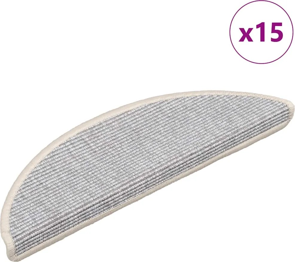 vidaXL 15 db ezüst színű, félkör alakú lépcsőszőnyeg 56 x 17 x 3 cm
