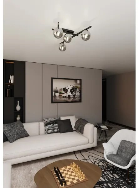 Mennyezeti lámpa SMART 4xE14/10W/230V fekete/szürke