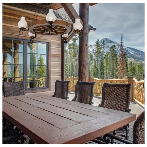 Brilagi - Csillár láncon ROATA 5xE14/40W/230V bükkfa/dió