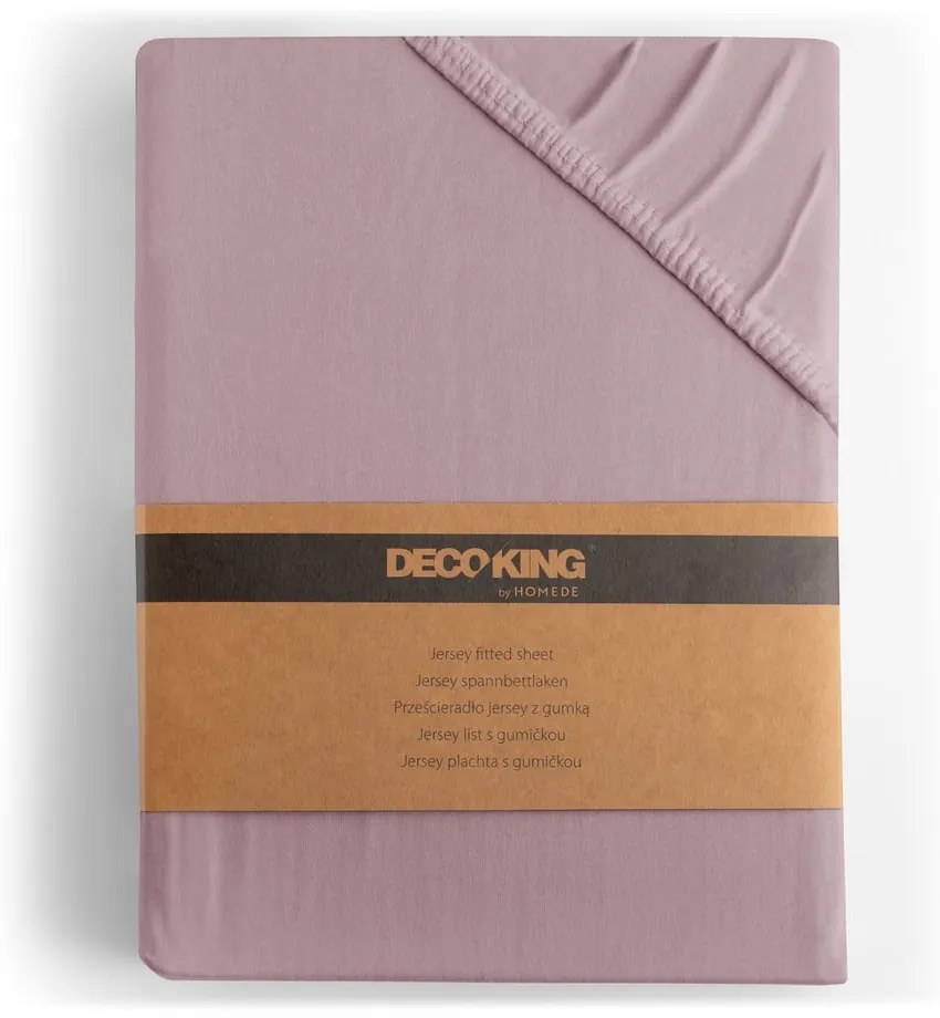 Törtrózsaszín gumis jersey lepedő 180x200 cm Amber – Restilo