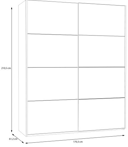 KARO gardróbszekrény tükörrel 170x210 cm fehér