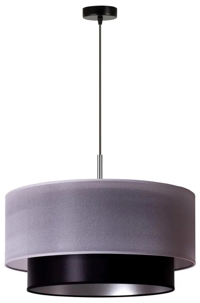 Duolla Duolla - Csillár zsinóron NANTES 1xE27/15W/230V á. 45 cm ezüst/fekete DU602563