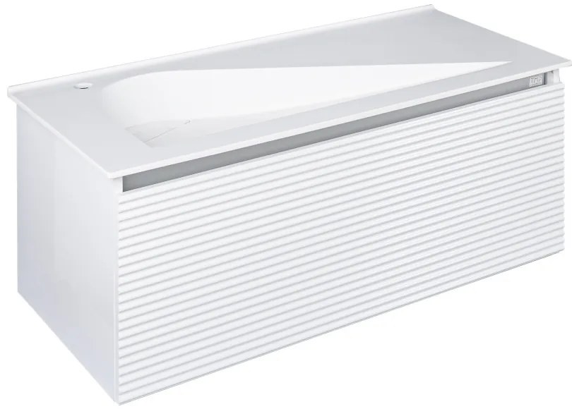 TMP TROYA100 fali fürdőszobabútor - Akrivit öntött műmárvány mosdóval - 100 x 48,5 cm