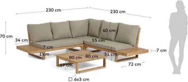 Flaviina akácfa kerti bútor szett - Kave Home