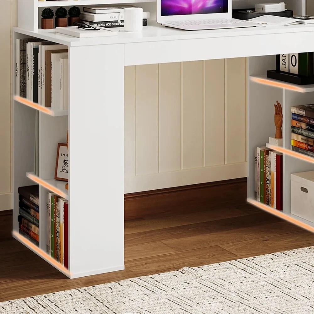 Íróasztal könyvespolccal és monitorpolccal