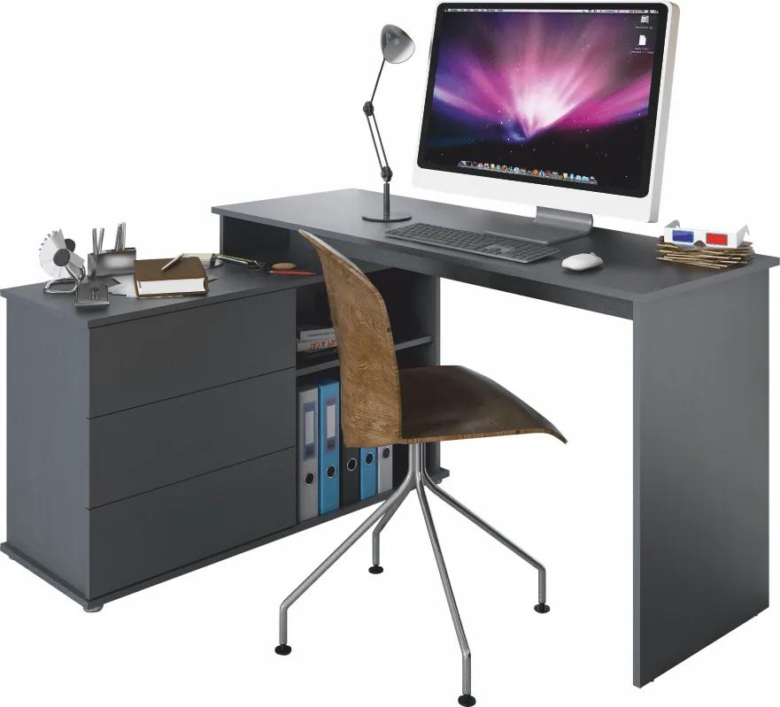 Univerzális sarok PC asztal, grafit, TERINO