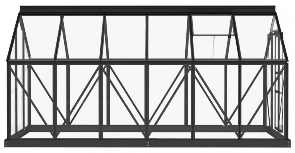 antracitszürke üveg és alumínium melegház 155 x 298 x 191 cm